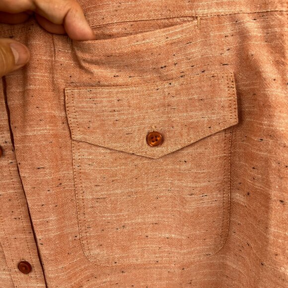 Horny Toad Organic Cotton Mens Button Up Long Sleeve Arne Shirt Size XL Peach - Picture 5 of 9